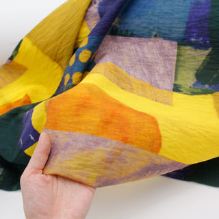 Japanese Fashion Designer Abstract Multi Color Non-Stretch Linen Tencel™ / Lyocell Blended Plain Woven B017637