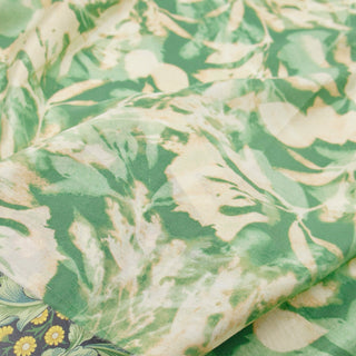 Japanese Fashion Designer Botanical Green Non-Stretch Linen Tencel™ / Lyocell Blended Plain Woven B017643