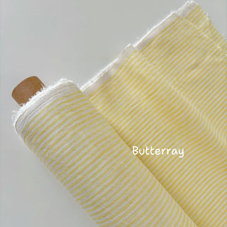 Made In France Premium Quality Stripes Multi Color Non-Stretch Washed / Softened Organic Linen Plain Woven DS006100