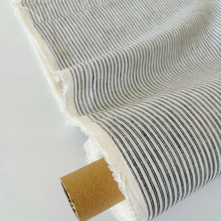 Made In France Premium Quality Stripes Multi Color Non-Stretch Washed / Softened Organic Linen Plain Woven DS00699