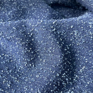 Yardblox Exclusive Japanese Fashion Designer Solid Blue Non-Stretch Distressed Cotton Denim Twill DS00501