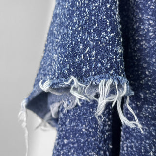 Yardblox Exclusive Japanese Fashion Designer Solid Blue Non-Stretch Distressed Cotton Denim Twill DS00501