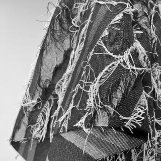 Yardblox Exclusive Japanese Fashion Designer Solid Gray Non-Stretch Washed / Fringe Cotton Polyester Blended Denim Twill DS00504