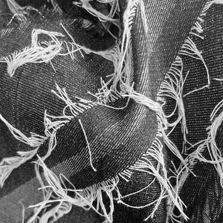 Yardblox Exclusive Japanese Fashion Designer Solid Gray Non-Stretch Washed / Fringe Cotton Polyester Blended Denim Twill DS00504