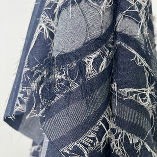 Yardblox Exclusive Japanese Fashion Designer Solid Blue Non-Stretch Washed / Fringe Cotton Polyester Blended Denim Twill DS00505