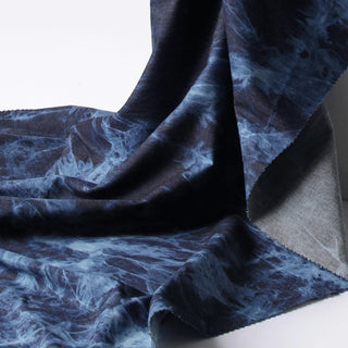 Yardblox Exclusive Japanese Fashion Designer Tie Dye Blue Non-Stretch Washed Cotton Denim Twill DS00506