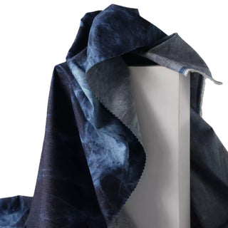 Yardblox Exclusive Japanese Fashion Designer Tie Dye Blue Non-Stretch Washed Cotton Denim Twill DS00506