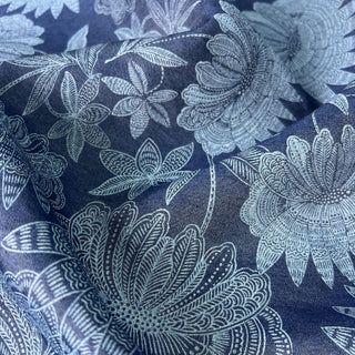 Yardblox Exclusive Japanese Fashion Designer Floral Blue Non-Stretch Washed Tencel™ / Lyocell Denim Twill DS00507