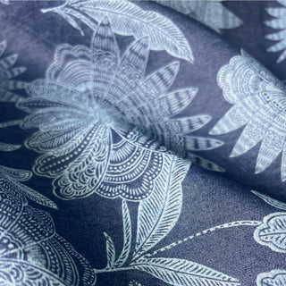 Yardblox Exclusive Japanese Fashion Designer Floral Blue Non-Stretch Washed Tencel™ / Lyocell Denim Twill DS00507