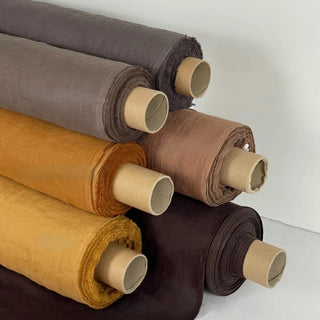 Made In France Premium Quality Solid Multi Color Non-Stretch Washed / Softened Organic Linen Plain Woven DS00509 -180/220 GSM