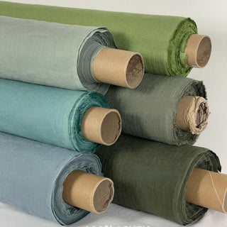 Made In France Premium Quality Solid Multi Color Non-Stretch Washed / Softened Organic Linen Plain Woven DS00511 -180/220 GSM