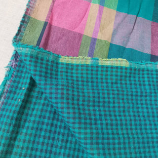 Japanese Fashion Designer Plaid Multi Color Non-Stretch Double Faced Cotton Double Gauze DS00517