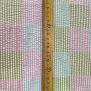 Korean Fashion Designer Plaid Multi Color Non-Stretch Cotton Seersucker DS00518