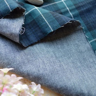 Japanese Fashion Designer Plaid Green Non-Stretch Double Faced Cotton Double Gauze DS00522