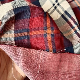 Japanese Fashion Designer Plaid Red Non-Stretch Double Faced Cotton Double Gauze DS00529