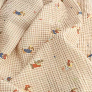 Japanese Fashion Designer Animal Brown Non-Stretch Cotton Double Gauze DS00531