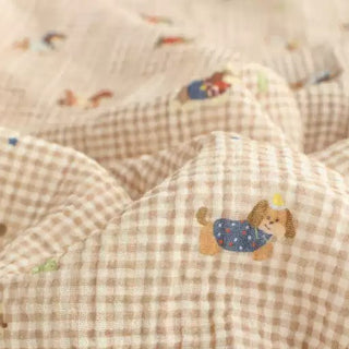 Japanese Fashion Designer Animal Brown Non-Stretch Cotton Double Gauze DS00531