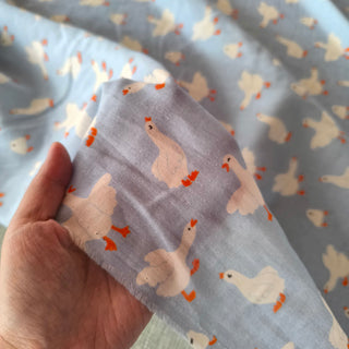 Japanese Fashion Designer Animal Blue Non-Stretch Cotton Double Gauze DS00532