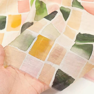 French Fashion Designer Geometric Multi Color Non-Stretch Tencel™ / Lyocell Linen Blended Jacquard DS00535