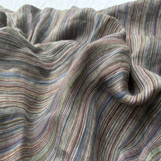 Belgian Fashion Designer Stripes Multi Color Non-Stretch Enzyme Washed Linen Plain Woven DS00539