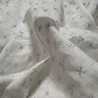 Belgian Fashion Designer Floral White Non-Stretch Enzyme Washed Ramie Cotton Blended Plain Woven DS00542