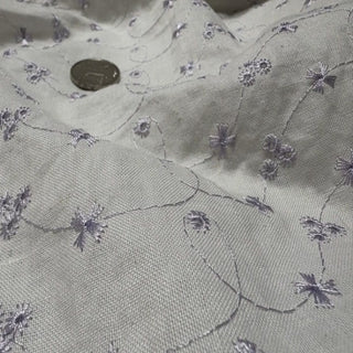 Belgian Fashion Designer Floral White Non-Stretch Enzyme Washed Ramie Cotton Blended Plain Woven DS00542