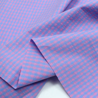 Japanese Fashion Designer Gingham Purple Non-Stretch Cotton Plain Woven DS00543