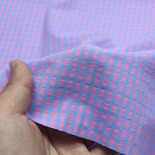 Japanese Fashion Designer Gingham Purple Non-Stretch Cotton Plain Woven DS00543