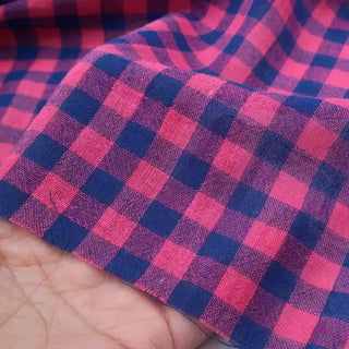 Japanese Fashion Designer Gingham Pink Non-Stretch Cotton Plain Woven DS00546