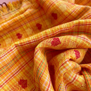 Korean Fashion Designer Hearts Yellow Non-Stretch Cotton Jacquard DS00547