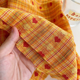 Korean Fashion Designer Hearts Yellow Non-Stretch Cotton Jacquard DS00547