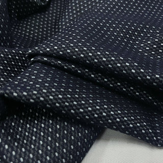Japanese Fashion Designer Geometric Blue Non-Stretch Cotton Sorona® Blended Jacquard Denim Twill DS00554