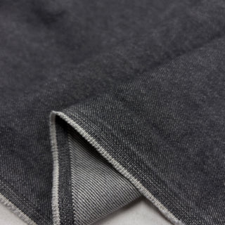 Japanese Fashion Designer Solid Gray Non-Stretch Sand Washed Cotton Bull Denim Twill DS00556