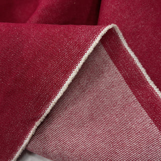 Japanese Fashion Designer Solid Red Non-Stretch Sand Washed Cotton Bull Denim Twill DS00559