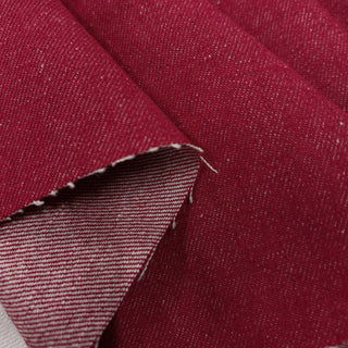 Japanese Fashion Designer Solid Red Non-Stretch Sand Washed Cotton Bull Denim Twill DS00559