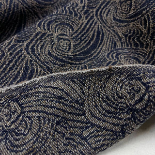 Japanese Fashion Designer Abstract Blue Non-Stretch Cotton Wool Blended Jacquard Denim Twill DS00562
