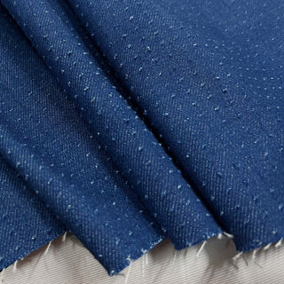 Japanese Fashion Designer Solid Blue Non-Stretch Cotton Jacquard Denim Twill DS00565