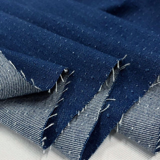 Japanese Fashion Designer Solid Blue Non-Stretch Cotton Jacquard Denim Twill DS00565