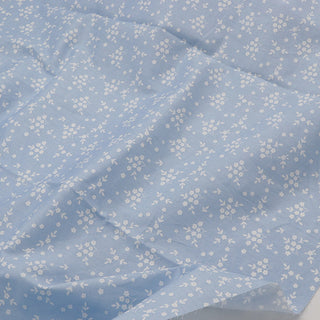 Japanese Fashion Designer Floral Blue Non-Stretch Cotton Twill Poplin DS00602