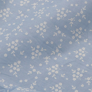 Japanese Fashion Designer Floral Blue Non-Stretch Cotton Twill Poplin DS00602