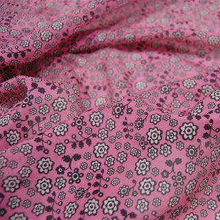 Japanese Fashion Designer Floral Pink Non-Stretch Mulberry Silk Cotton Blended Plain Woven DS00608 -9 Momme
