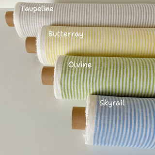 Made In France Premium Quality Stripes Multi Color Non-Stretch Washed / Softened Organic Linen Plain Woven DS006100