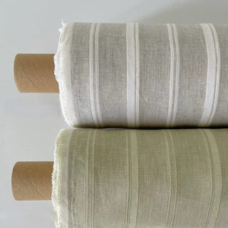 Made In France Premium Quality Stripes Multi Color Non-Stretch Washed / Softened Organic Linen Dobby Jacquard DS006101