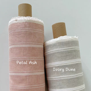 Made In France Premium Quality Stripes Multi Color Non-Stretch Washed / Softened Organic Linen Dobby Jacquard DS006101