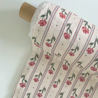 Made In France Premium Quality Floral Pink Non-Stretch Washed / Softened Organic Linen Plain Woven DS006104