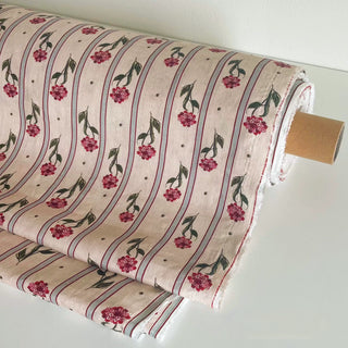 Made In France Premium Quality Floral Pink Non-Stretch Washed / Softened Organic Linen Plain Woven DS006104