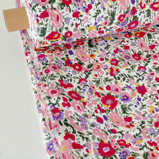 Made In France Premium Quality Floral Multi Color Non-Stretch Washed / Softened Organic Linen Plain Woven DS006105