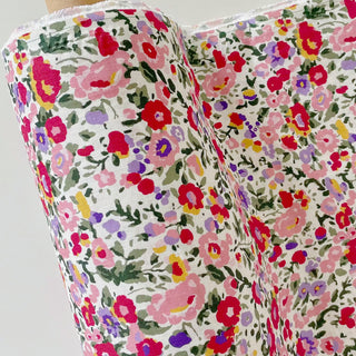 Made In France Premium Quality Floral Multi Color Non-Stretch Washed / Softened Organic Linen Plain Woven DS006105
