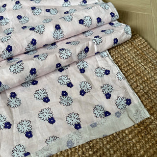 Made In France Premium Quality Floral Multi Color Non-Stretch Washed / Softened Organic Linen Plain Woven DS006108