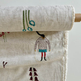 Made In France Premium Quality Conversational Off-White Non-Stretch Washed / Softened Tencel™ / Lyocell Organic Linen Blended Plain Woven DS006116